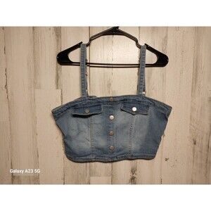 DYLAN RYAN Blue Denim  Sleeveless Crop Top XL